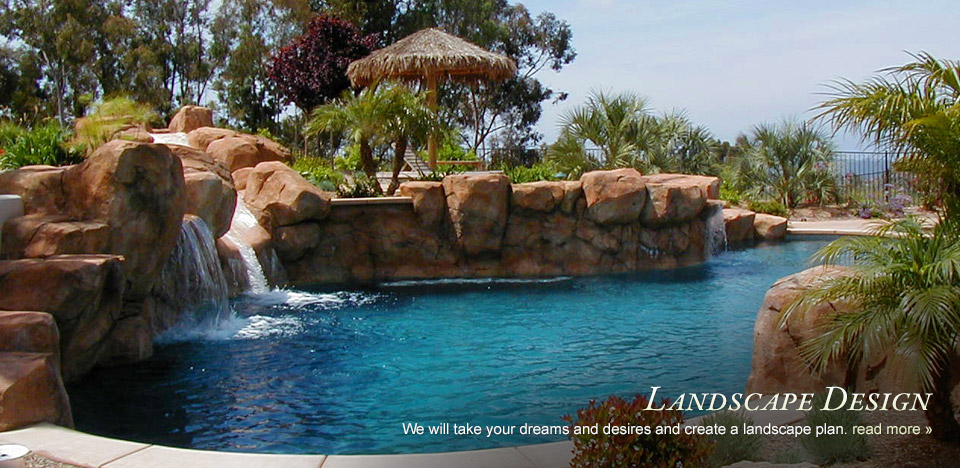 Landscape Design — resort-style pool with tropical landscaping